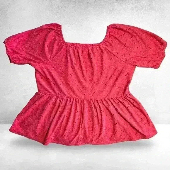 Lane Bryant Romantic Boho Coral Pink Summer Style Peplum Blouse Plus Size 18/20 - Picture 6 of 14